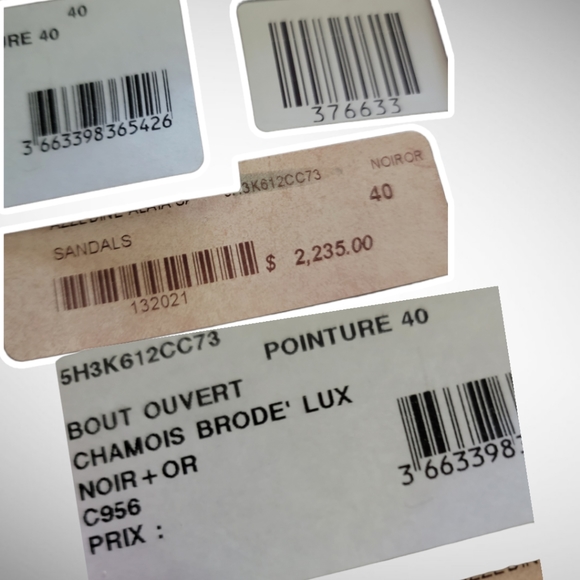 ALAIA |New in Box Black Suede w/Metallic Gold Floral Trim Open Toe Pumps S… - Picture 16 of 16